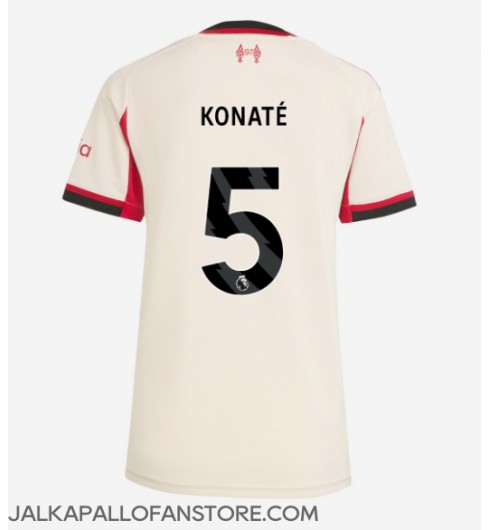 Liverpool Ibrahima Konate #5 Vieraspaita Naisten 2025-26 Lyhythihainen Liverpool Ibrahima Konate #5 Vieraspaita Naisten 2025-26 Lyhythihainen